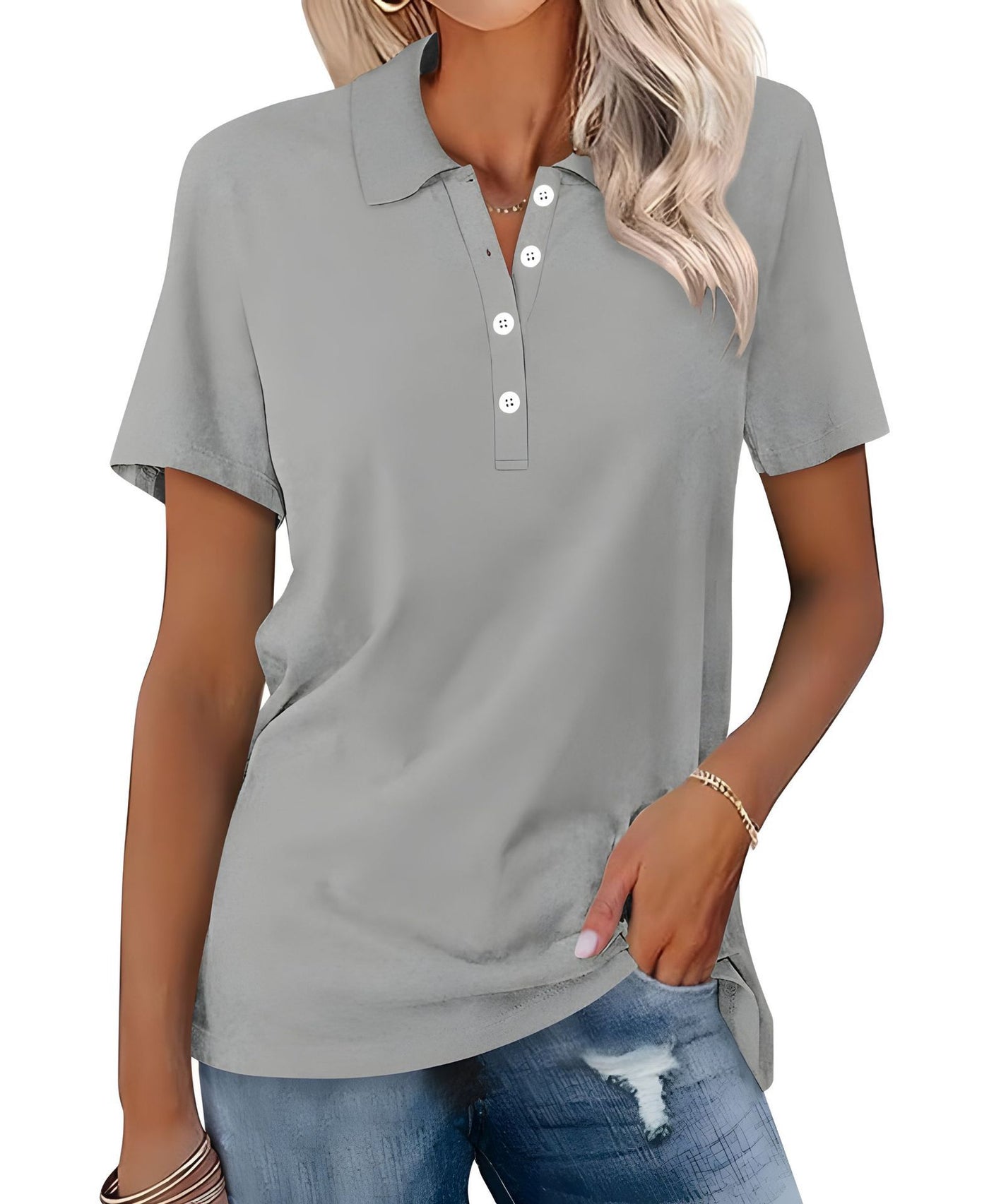 Dames Basic Veelzijdige Alledaagse Polo Top met Korte Mouwen | Tascha