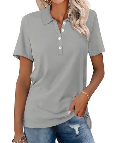 Dames Basic Veelzijdige Alledaagse Polo Top met Korte Mouwen | Tascha