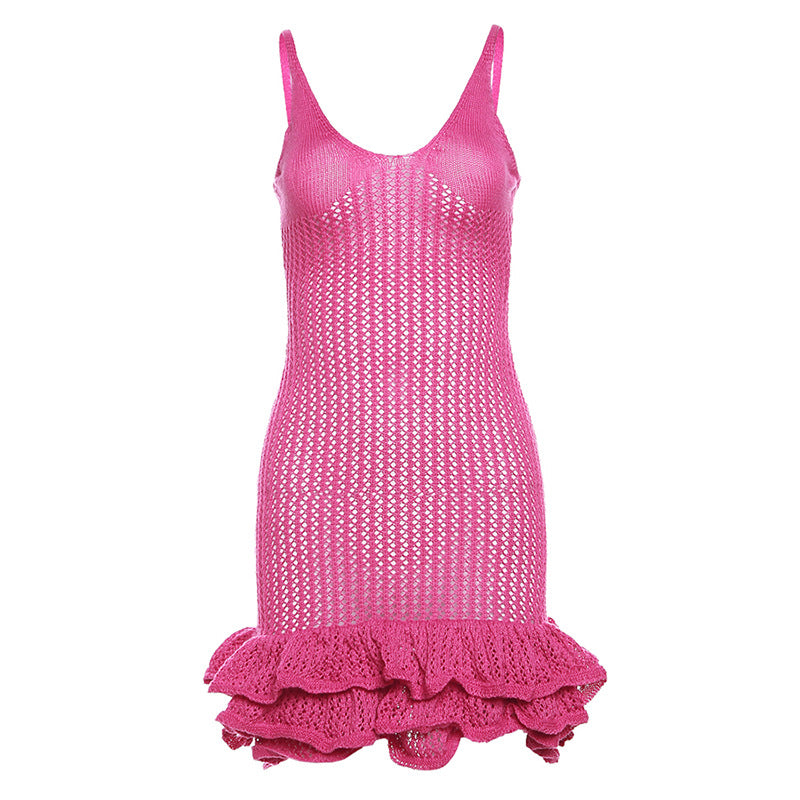 Dames Luchtige Mini Jurk met V-hals en Ruches | Nona