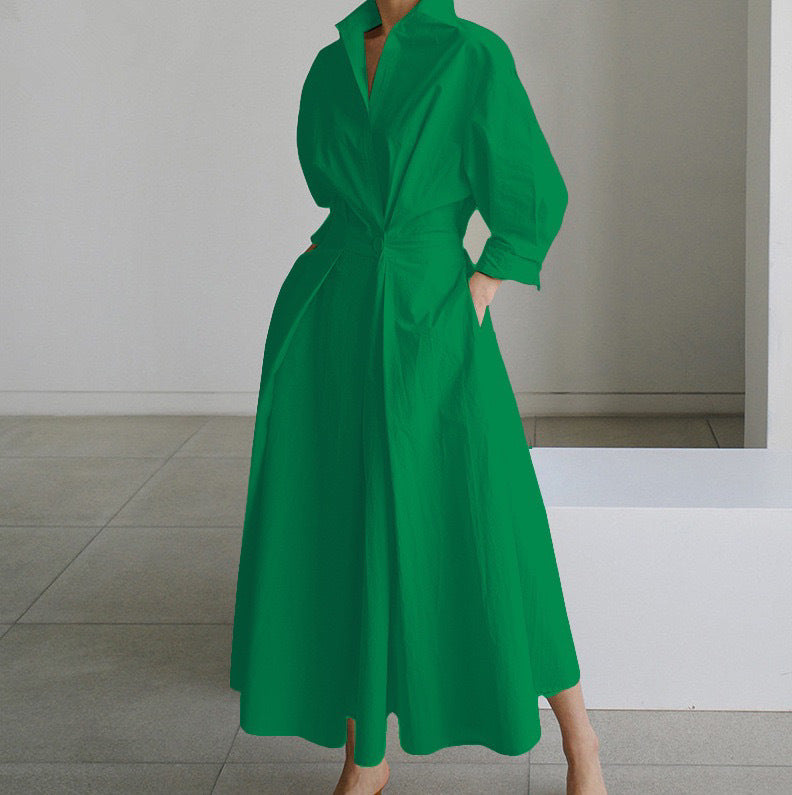 Dames Elegante Jurk met Overhemdkraag | Nadira