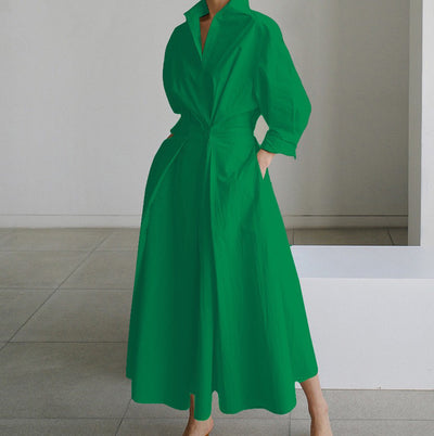 Dames Elegante Jurk met Overhemdkraag | Nadira