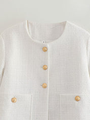 Dames Bouclé Jas met Gouden Knopen | Bessie