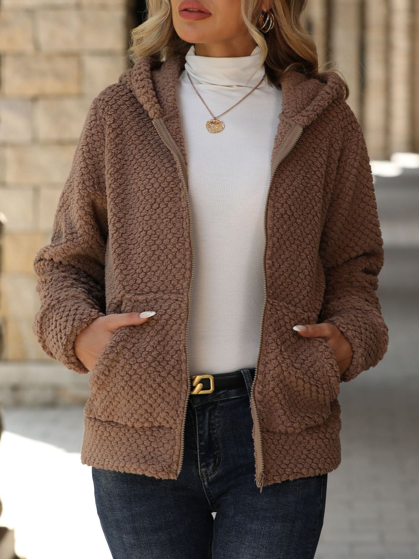 Dames Warme Veelzijdige Zachte Teddy Vest met Capuchon | Sylvia