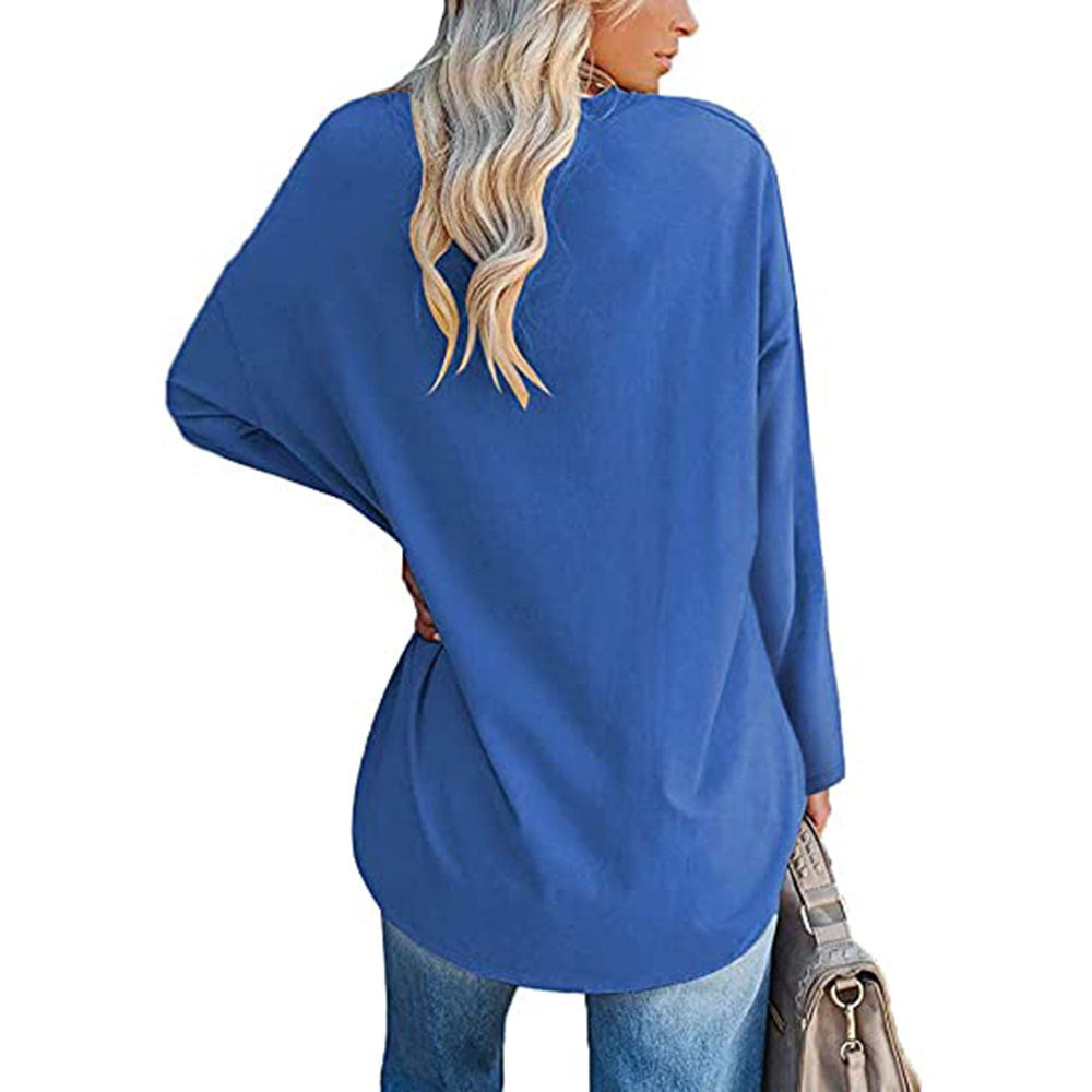 Dames Casual Oversized T-shirt met V-hals en Lange Mouwen | Toba