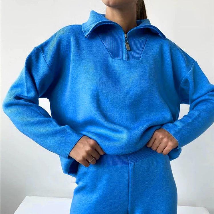 Dames Trendy Basic Trui met Kraag en Rits | Sevora