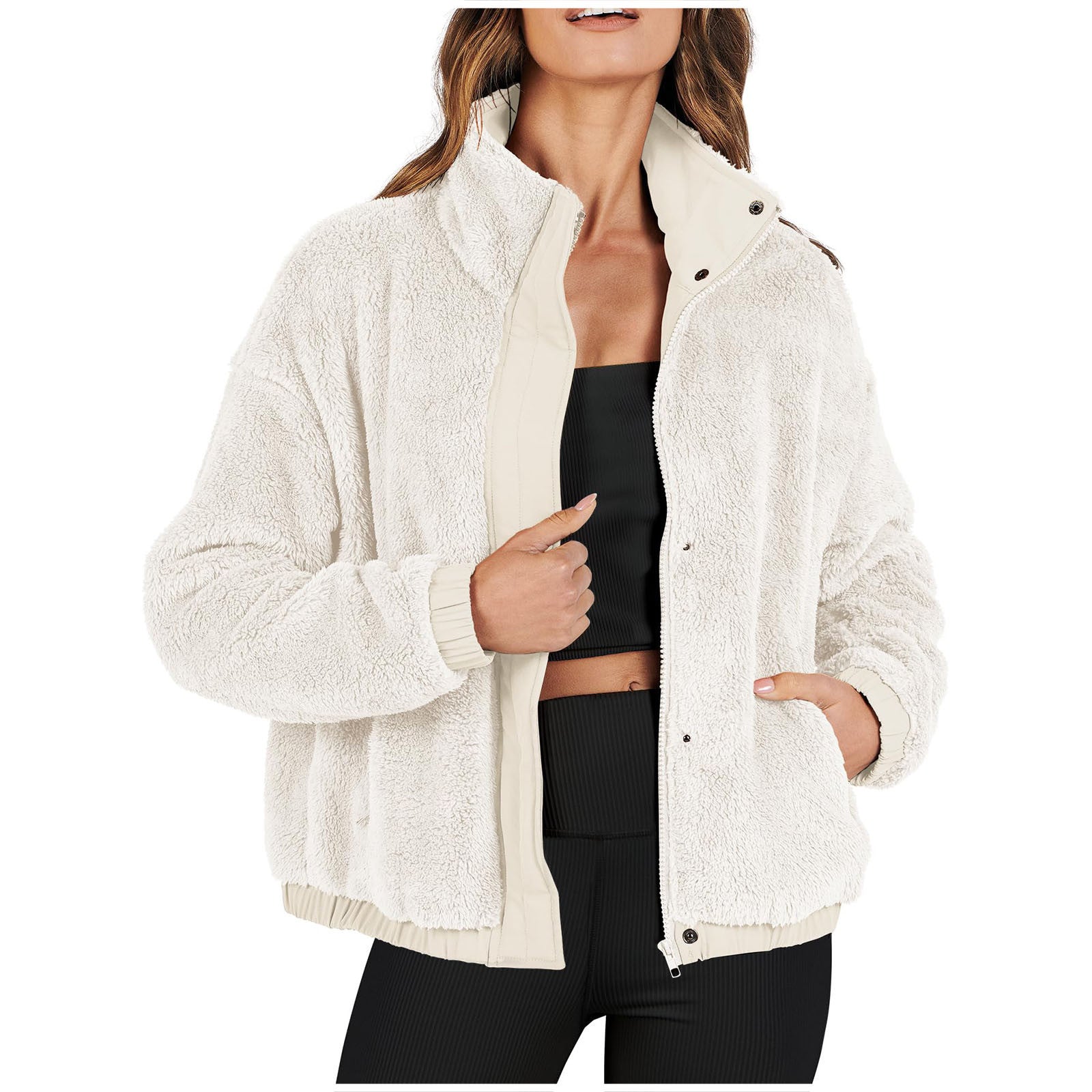 Dames Elegante Zachte Warme Trendy Teddy Bomber Jas | Bosida