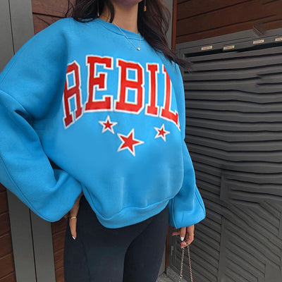 Dames Casual Crewneck met Text Print | Sarina