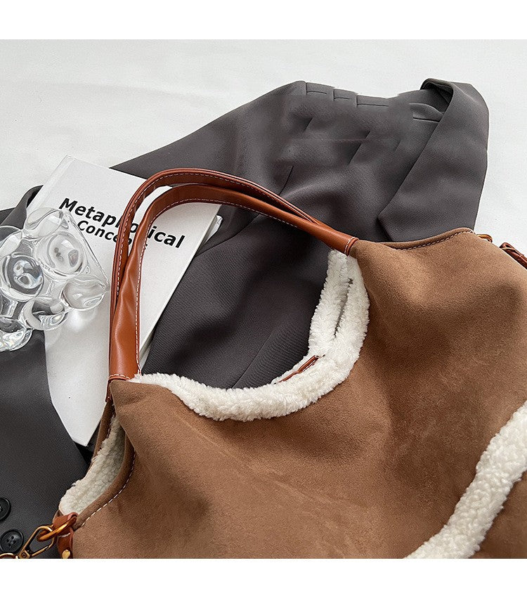Dames Winter Shopper van Suède met Teddy Details | Langy
