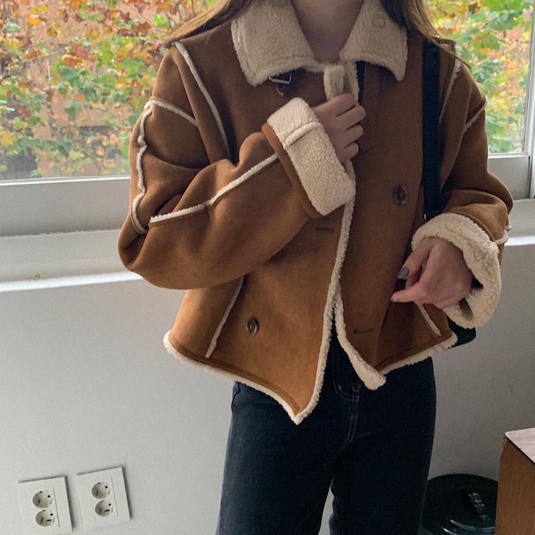 Dames Vintage Style Shearling Jas met Teddy Voering | Brenae