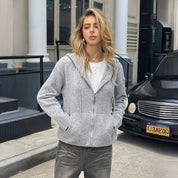 Dames Elegante Basic Vest met Capuchon en Rits | Sabine