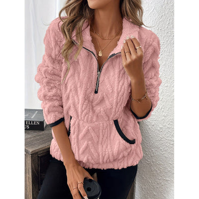 Dames Warme Comfortabele Kabel Teddy Half-Zip Trui | Sanette