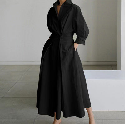 Dames Elegante Jurk met Overhemdkraag | Nadira