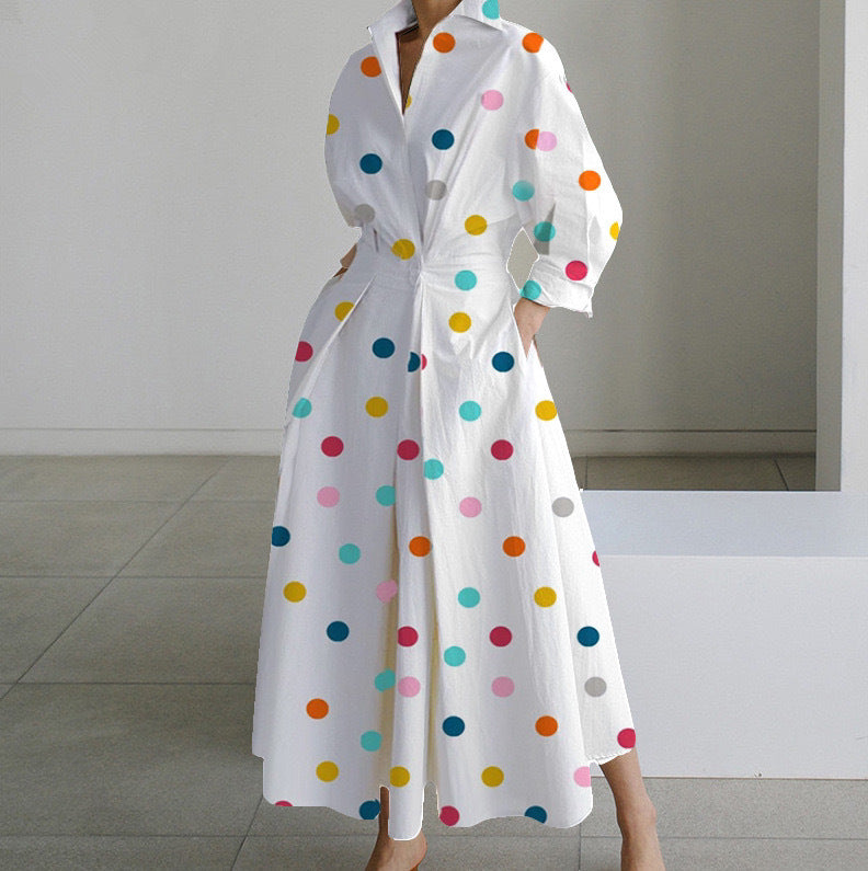 Dames Elegante Jurk met Overhemdkraag | Nadira