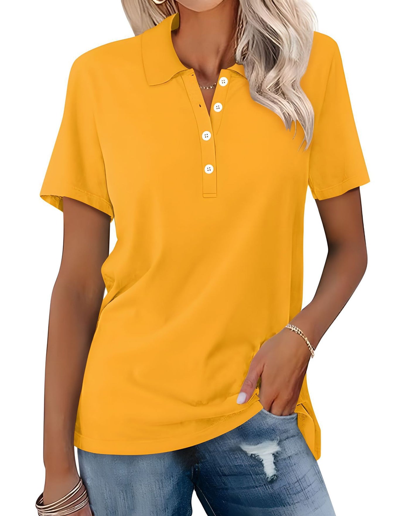 Dames Basic Veelzijdige Alledaagse Polo Top met Korte Mouwen | Tascha
