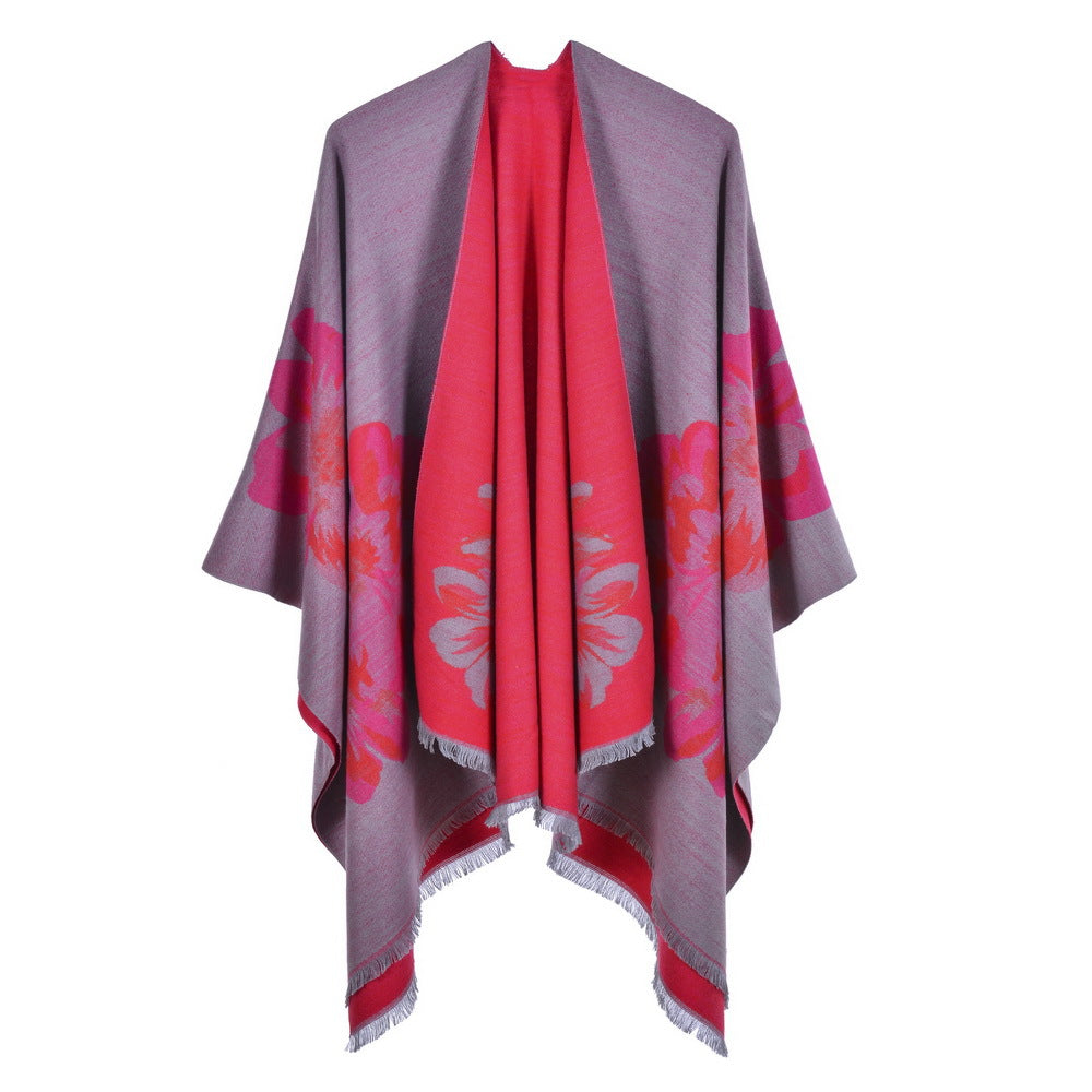 Dames Elegante Cape Sjaal met Bloemen Print | Levi