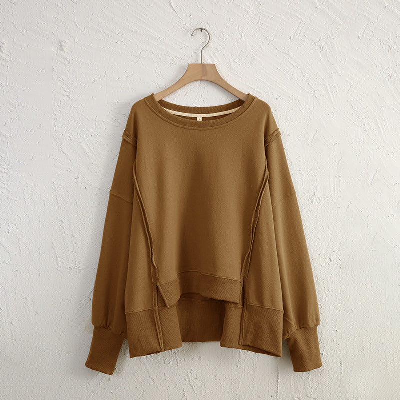 Dames Trendy Unieke Warme Stijlvolle Los Vallende Sweater met Raw Edge Details | Rewaria