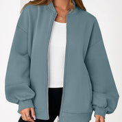 Dames Tijdloze Sportieve Oversized Bomber Jack met Rits | Boraisa