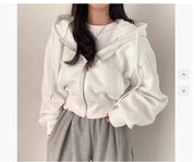 Dames Basic Veelzijdige Korte Hoodie met Rits en Zakken | Selviana