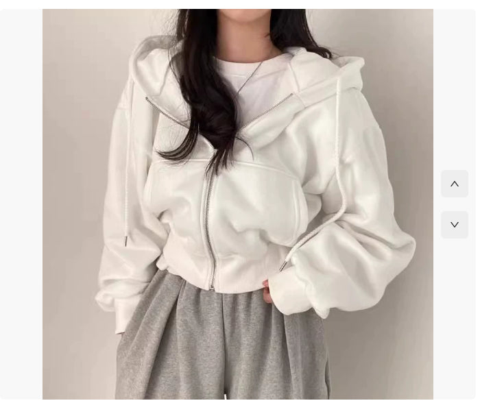 Dames Basic Veelzijdige Korte Hoodie met Rits en Zakken | Selviana