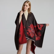 Dames Elegante Cape Sjaal met Bloemen Print | Levi
