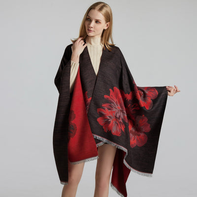 Dames Elegante Cape Sjaal met Bloemen Print | Lesley
