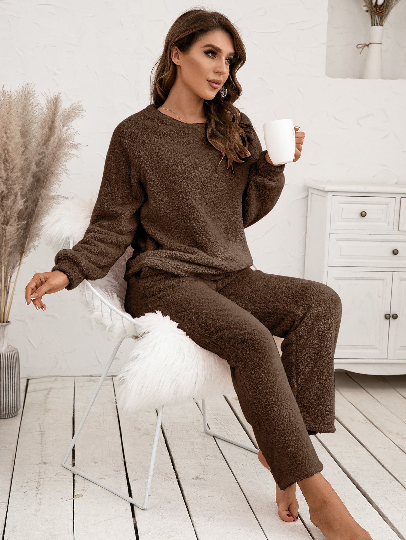Dames Comfy Lounge Huispak van Zachte Pluche Stof | Detalina