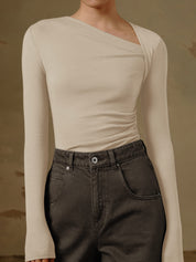Dames Asymmetrische Top met Lange Mouwen – Elegante Shirt Top | Thyana