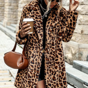 Dames Trendy Stijlvolle Leopard Print Faux Fur Jas | Belza