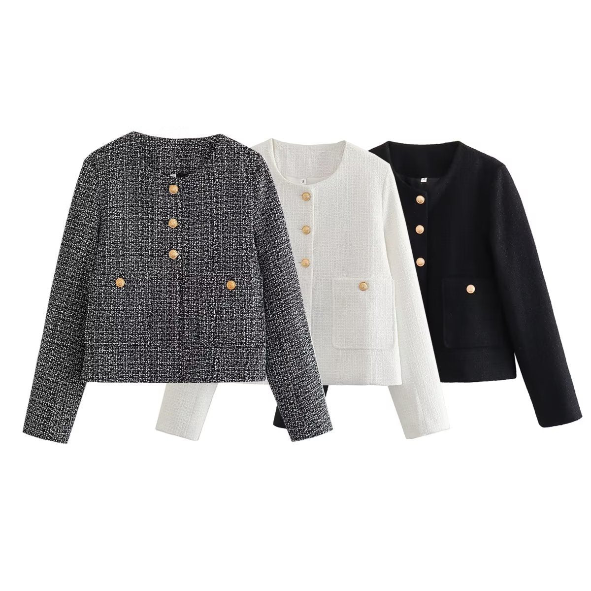 Dames Bouclé Jas met Gouden Knopen | Bessie