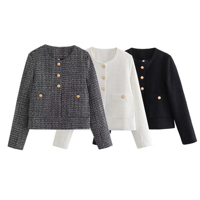 Dames Bouclé Jas met Gouden Knopen | Bessie