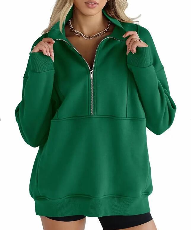 Dames Warme Comfortabele Oversized Half Zip Trui met Kangoeroezak | Sharon