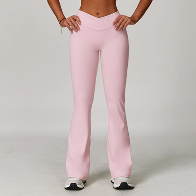 Dames Veelzijdige Sport Yoga Hoge Taille met Cross Waist Design Flare Pant | Ashley