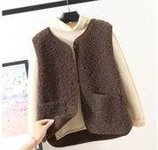 Dames Veelzijdige Basic Trendy Zachte Teddy Bodywarmer Gilet | Bantosha