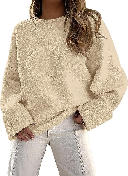 Dames Basic Oversized Veelzijdige Zachte Trui met Ronde Hals | Rumailah
