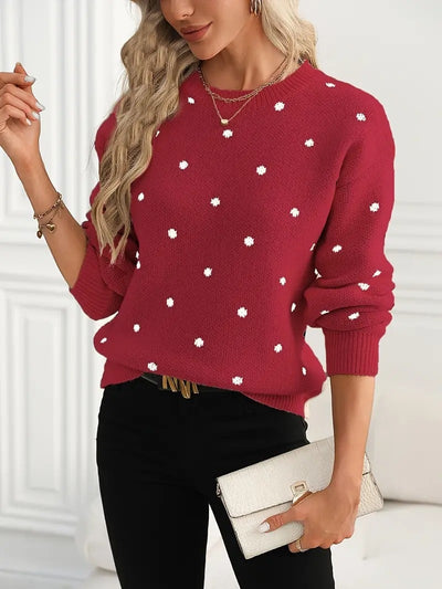 Dames Stijlvolle Trendy Gebreide Trui met Polkadots | Rocha