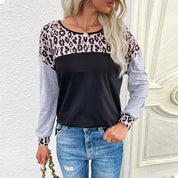Dames Veelzijdige Casual Lange Mouwen Top met Tijger Print en Kleuren Blok | Taylor