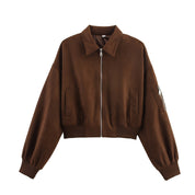 Dames Trendy Suède-look Korte Jas met Kraag | Beba