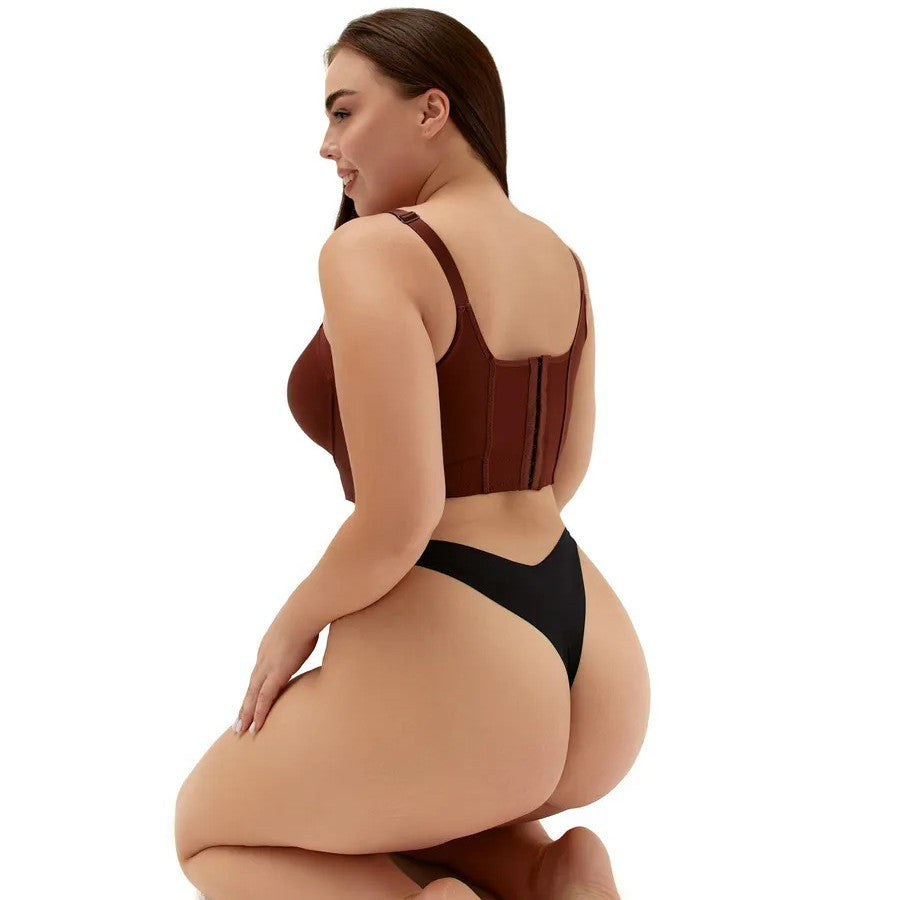 Dames Glanzende Beugelbeha met Diepe V-hals | Moraisa