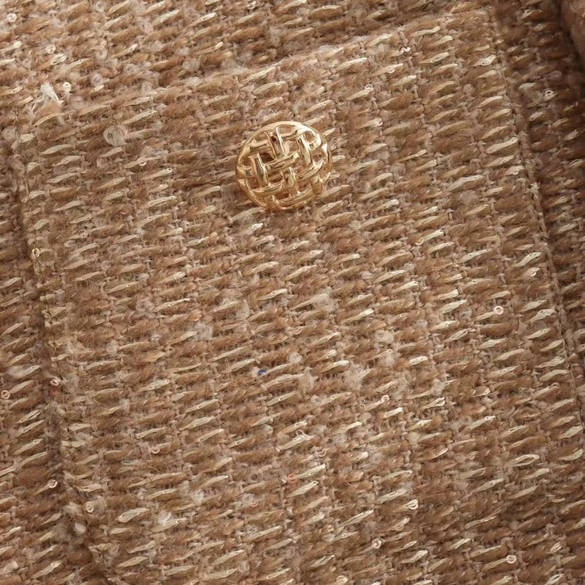 Dames Stijlvolle Trendy Parijs Style Boucle Jas met Gouden Knopen en Zakken | Balencia