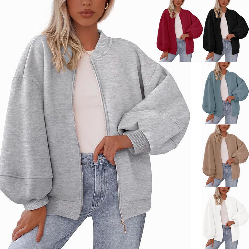 Dames Tijdloze Sportieve Oversized Bomber Jack met Rits | Boraisa