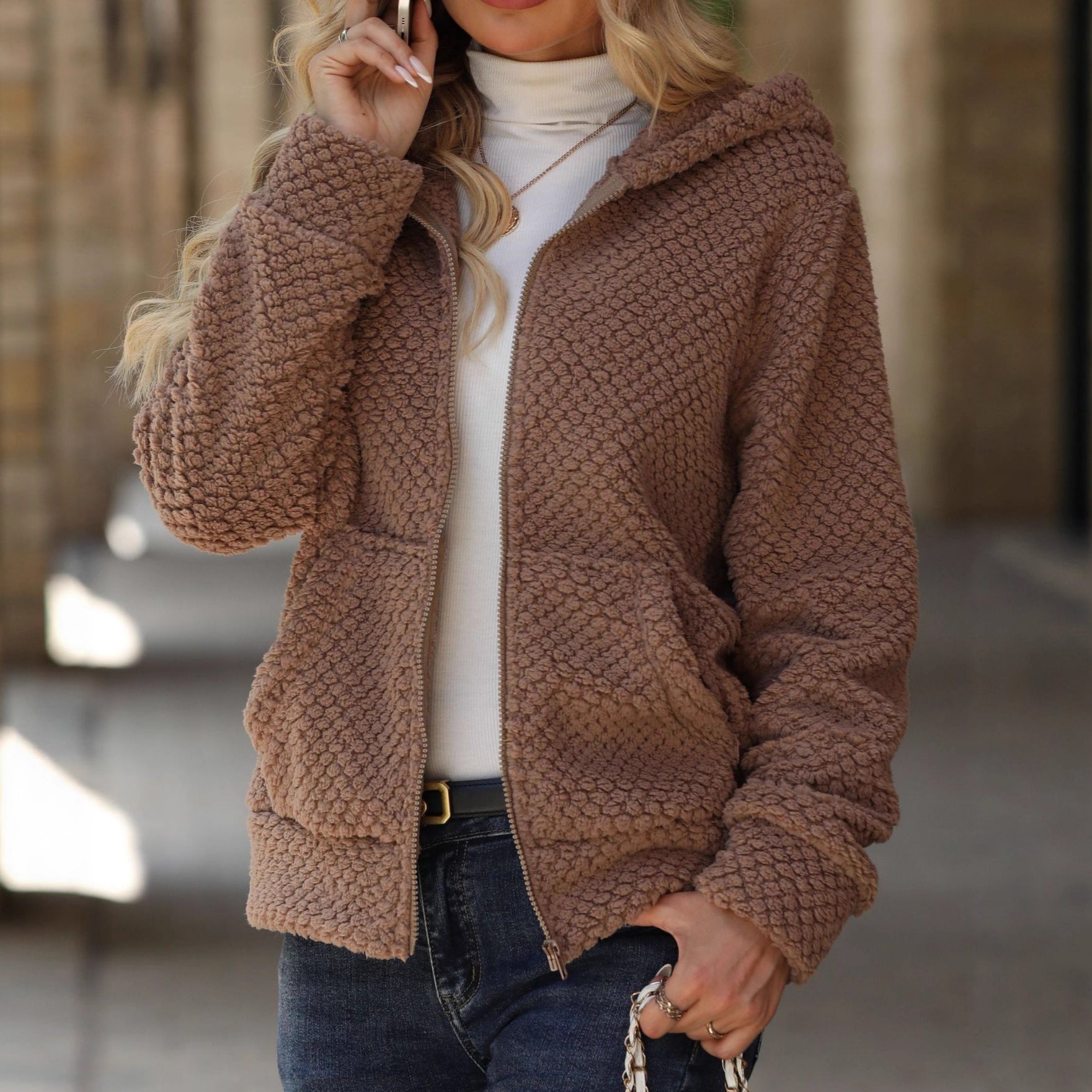 Dames Warme Veelzijdige Zachte Teddy Vest met Capuchon | Sylvia