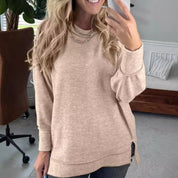 Dames Basic Elegante Veelzijdige Trui met Ronde Hals | Saveira