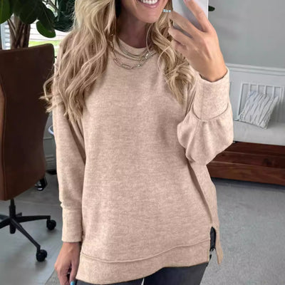 Dames Basic Elegante Veelzijdige Trui met Ronde Hals | Saveira