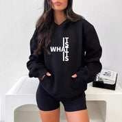 Dames Trendy Warme Hoodie met Statement Text Print | Salonne