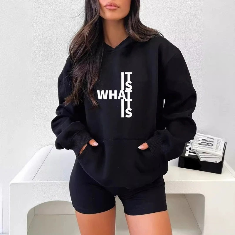 Dames Trendy Warme Hoodie met Statement Text Print | Salonne