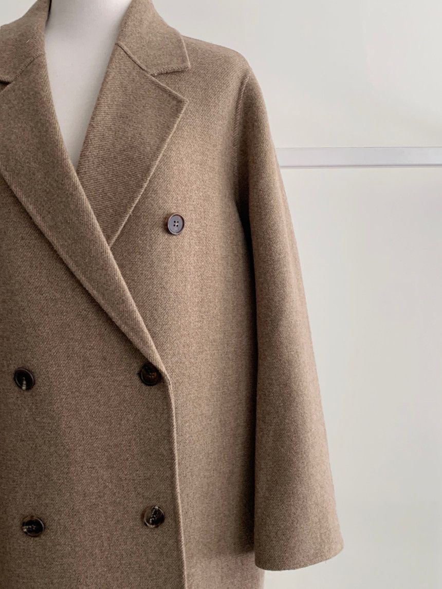 Dames Trendy Lange Wollen Look Mantel met Ceintuur | Benata