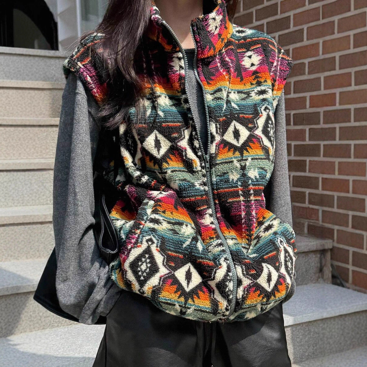 Dames Warme Elegante Fleece Bodywarmer met Aztec Print | Barucha