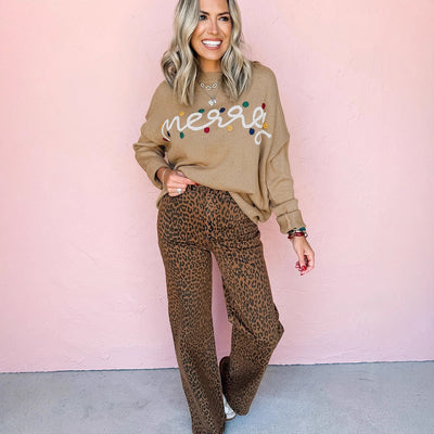 Dames Gebreide Kerst Trui met ‘Merry’ Detail | Rosina