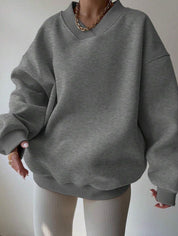 Dames Minimalistische V-Neck Crewneck Sweater | Saffron