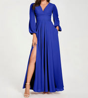 Dames Elegante Maxi Jurk met V-hals en Split | Noraisa